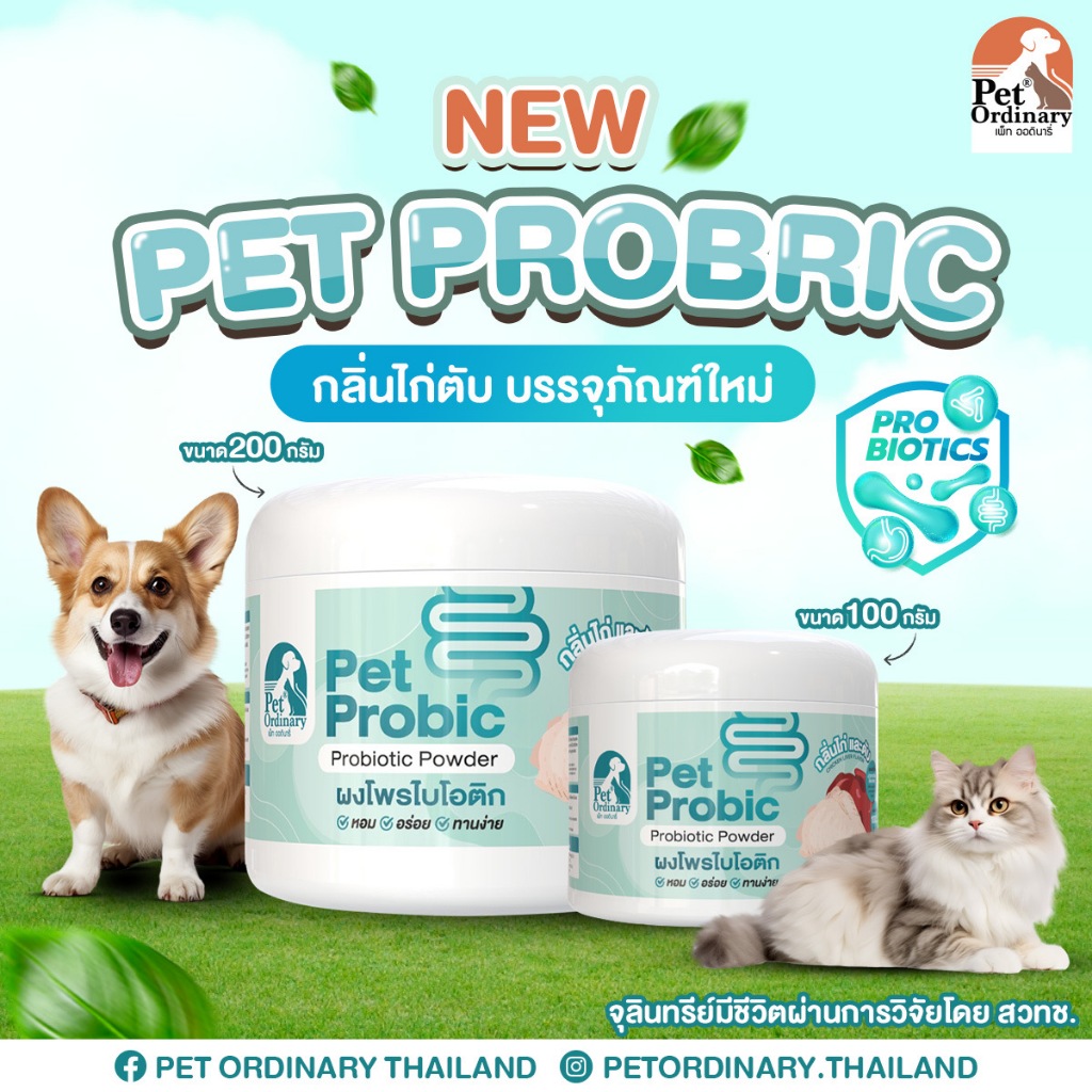 Pet Ordinary Pet Probic [แพคเกจใหม่] ผงโพรไบโอติกสุนัข ผงโพรไบโอติกแมว  แก้ไขปัญหาระบบขับถ่าย