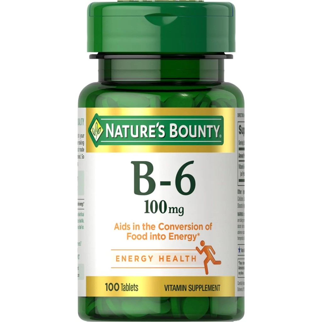 Nature's Bounty Vitamin B-6 Tablets, 100 Mg, 100 Ct
