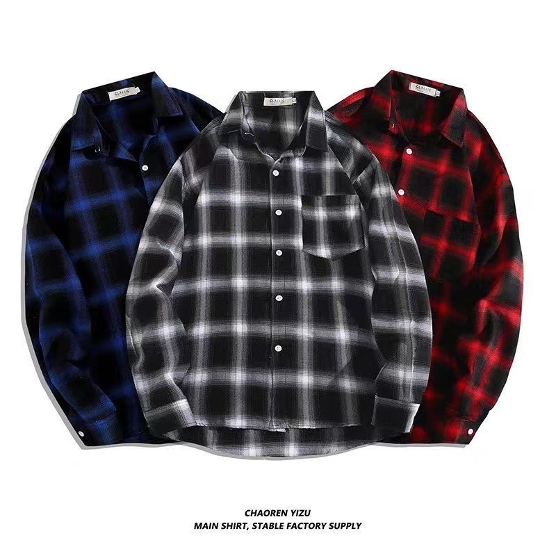 2025 American Retroลายสก๊อตผู้ชายLapelแขนยาวอินเทรนด์หลวมและอเนกประสงค์เสื้อคาร์ดิแกนสบายๆ
