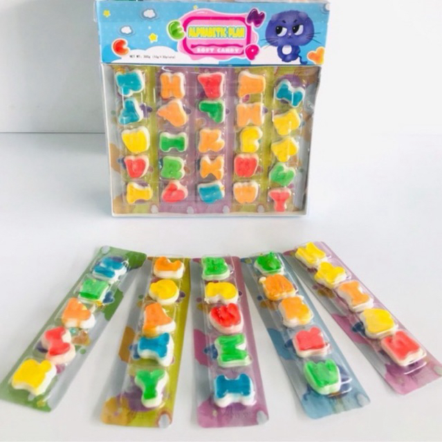 ขนม เยลลี่กัมมี่ตัวอักษร ABC รสผลไม้ (30แถว) พร้อมส่ง ของกินเล่น