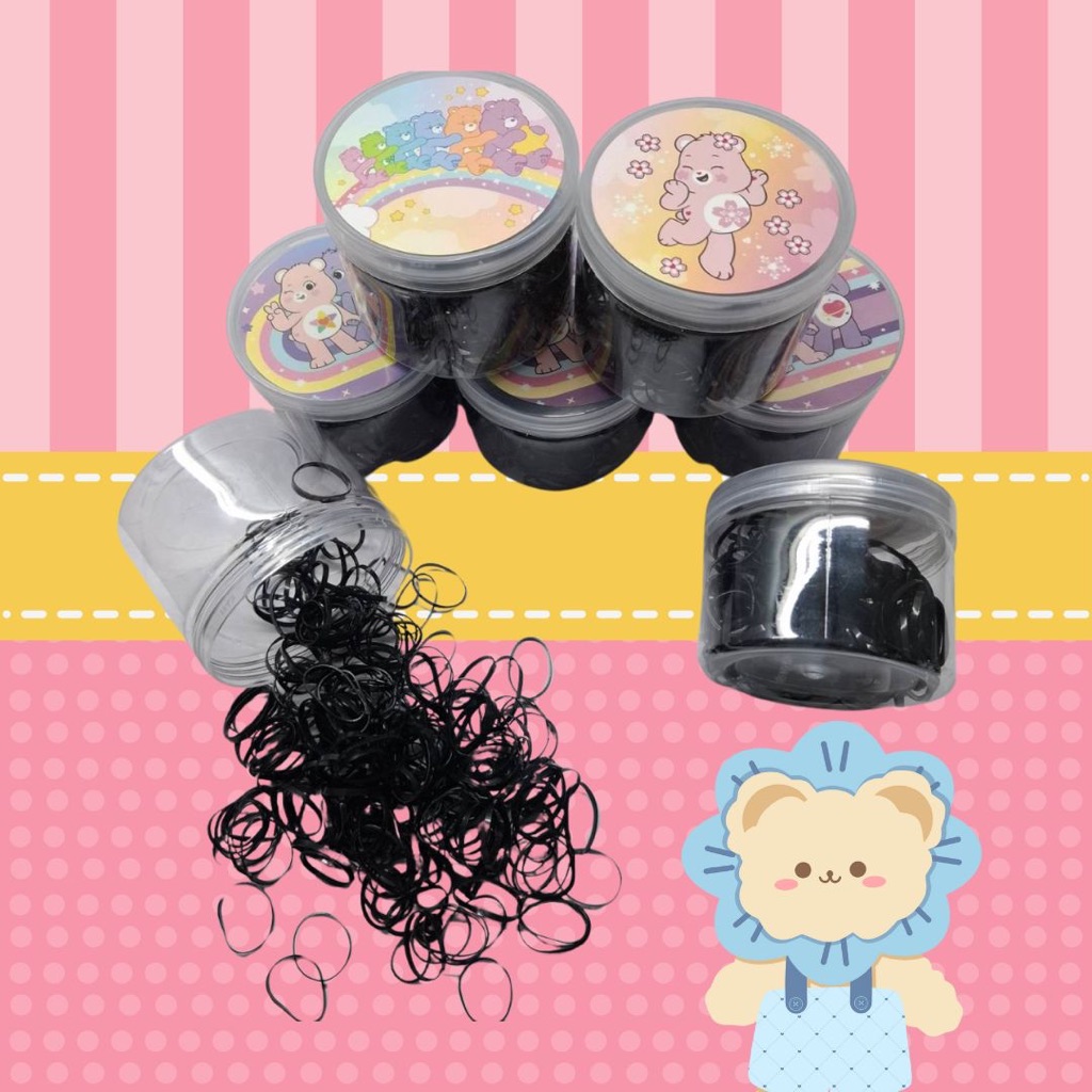 ยางมัดผมแบบกระปุก ยางรัดผม หนังยางมัดผม หนังยางรัดผม ยางดำ **พร้อมส่งจากไทย**