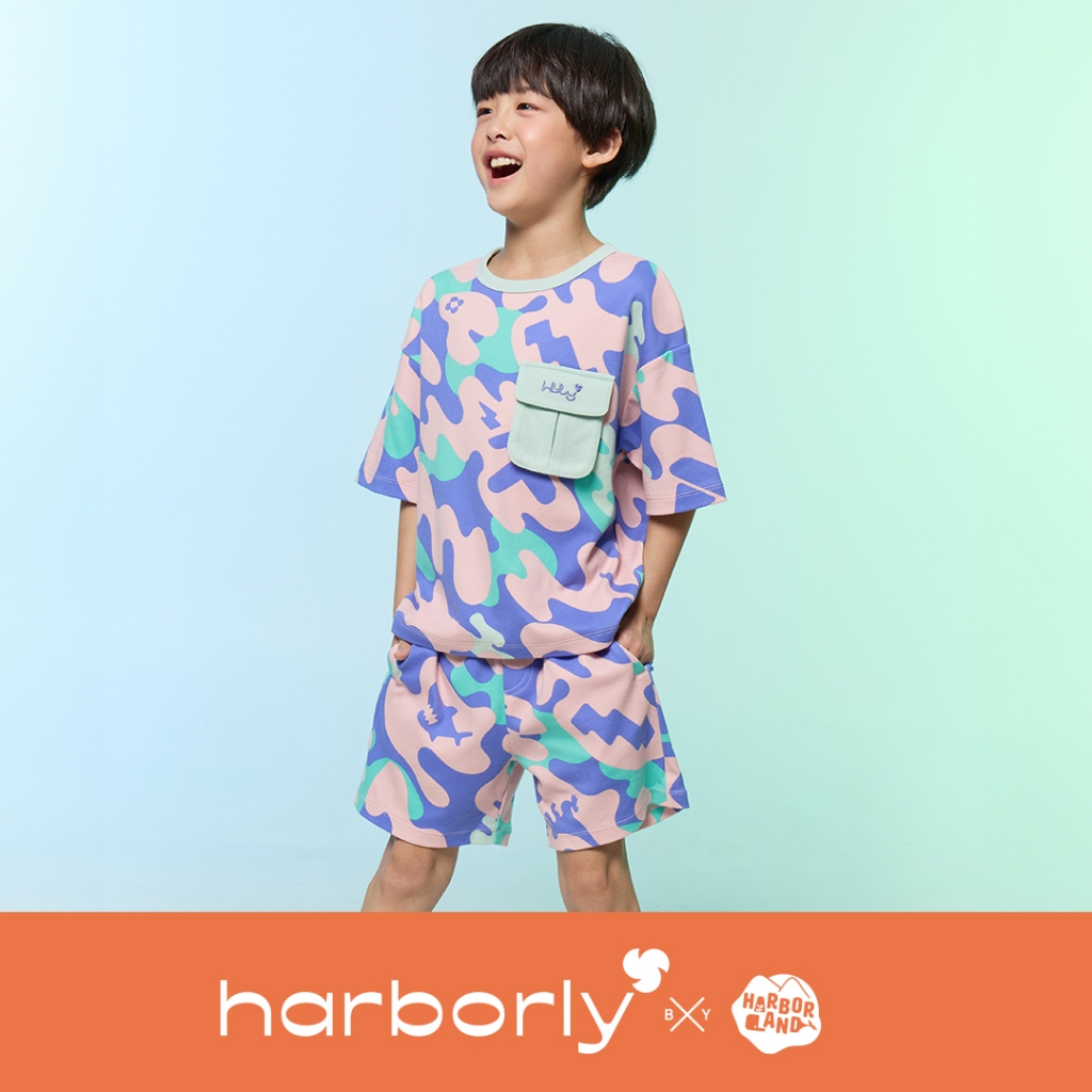 Camouflage Casual Shorts Kids กางเกงลําลอง ขาสั้น เอวยางยืด ลายพรางฮาร์เบอร์ลี่ (สำหรับเด็ก)