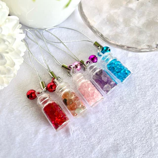 พร้อมส่ง!! พวงกุญแจหินนำโชคขวดจิ๋ว💎 หินแท้ขัดมันคัดเกรดคุณภาพดี หินจิ๋ว หินธรรมชาติ