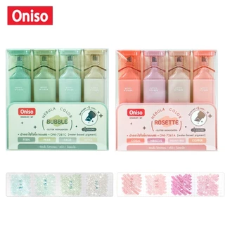ปากกาไฮไลท์ กากเพชร 4 สี ตรา Oniso โอนิโซะ รุ่น 7621 แห้งไว ไม่เลอะมือ เน้นข้อความ nebula color