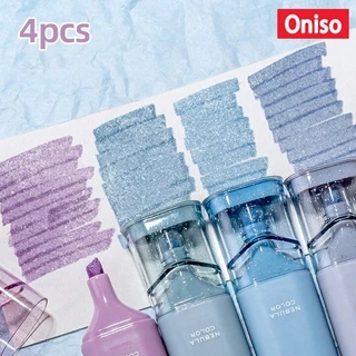 ปากกาไฮไลท์ กากเพชร 4 สี ตรา Oniso โอนิโซะ รุ่น 7621 แห้งไว ไม่เลอะมือ เน้นข้อความ nebula color
