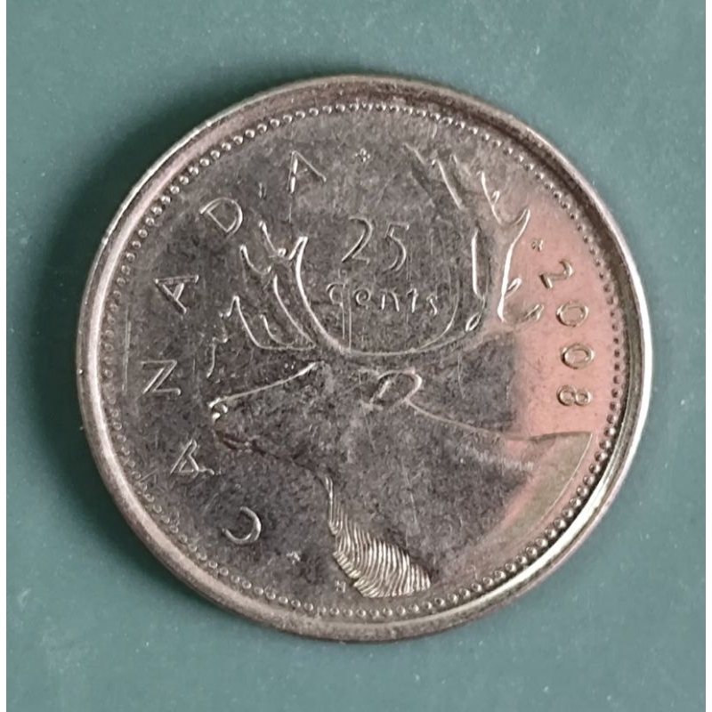 เหรียญต่างประเทศ แคนาดา Canada 25 Cents ปี 2008-2013 ผ่านการใช้งาน สภาพสวยๆ (คละปี) #4