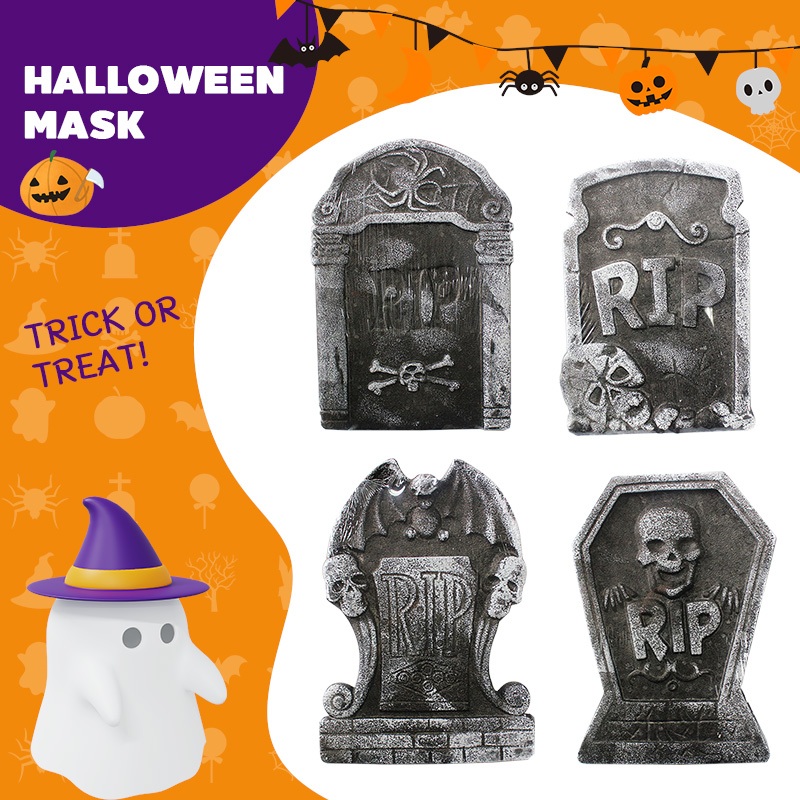 【ตกแต่งอุปกรณ์กลางแจ้ง】😈😈Halloween หลุมฝังศพตกแต่งฮาโลวีน, ตกแต่งบ้านผีสิง, ตกแต่งสถานที่ที่น่ากลัว, ป้ายปาร์ตี้น่ากลัว
