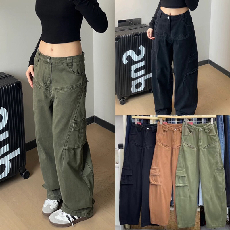 ยีนส์คาร์โก้ทรงเก๋ผ้ายีนส์ TAG FSY 🇰🇷