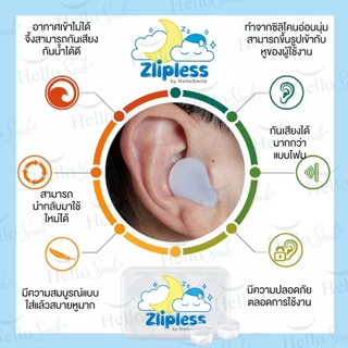 [3คู่] Zlipless by hellosmile ซิลิโคนอุดหู earplugsเกรดพรีเมี่ยมพิเศษ ที่อุดหูถอดได้ ลดเสียงรบกวน