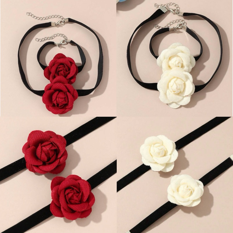 พร้อมส่ง เซตโชคเกอร์สร้อยคอกุหลาบพร้อมสร้อยข้อมือ