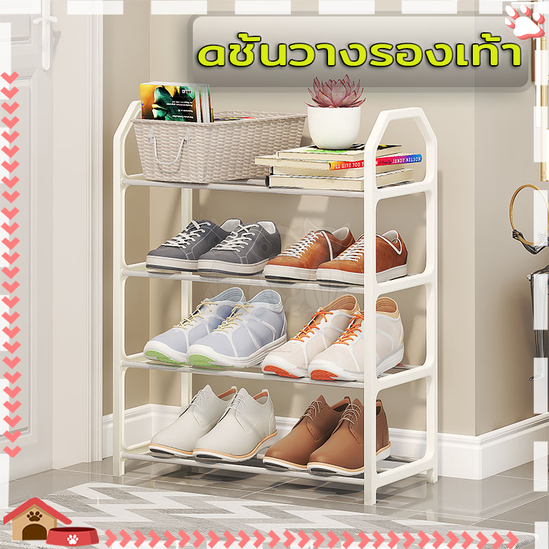 ชั้นวางรองเท้าสแตนเลส 4ชั้น ชั้นวางรองเท้า ประหยัดพื้นที่/ผลิตจากท่อสแตนเลส โครงสร้างแข็งแรง ถอด และประกอบได้ง่าย