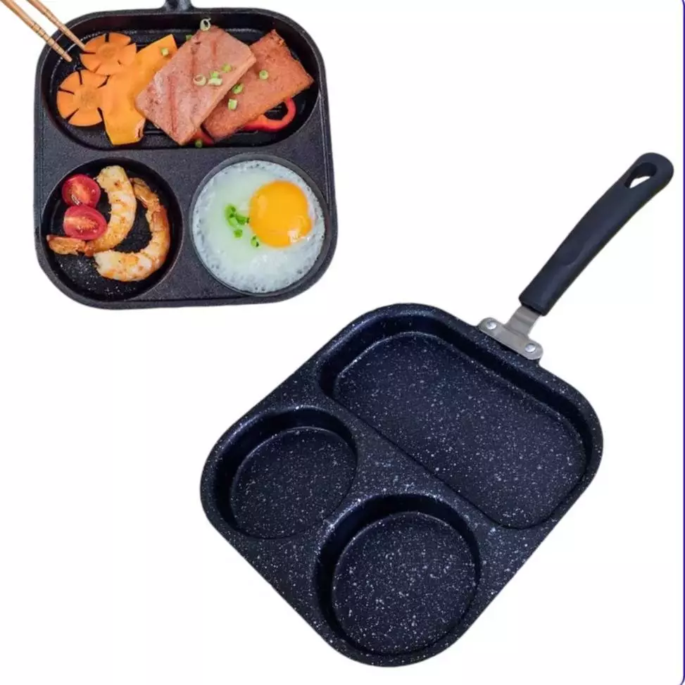 กระทะทอดไข่ดาว ไข่เจียว 3 หลุม เคลือบNon-Stick กระทะทำอาหารเช้า T-223