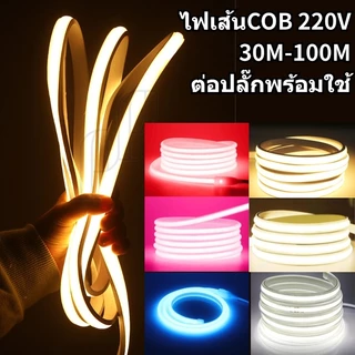 ไฟสายยาง COB 220V 30M 40M 50M 100M LED288ดวง สว่างมาก ไม่เห็นเม็ดไฟ กันน้ํา ตัดได้