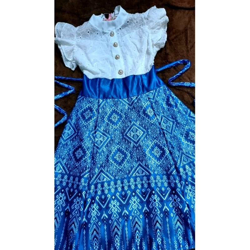 เดรสผ้าพิมพ์ลายไทยมือ1งานป้ายSUGARIO