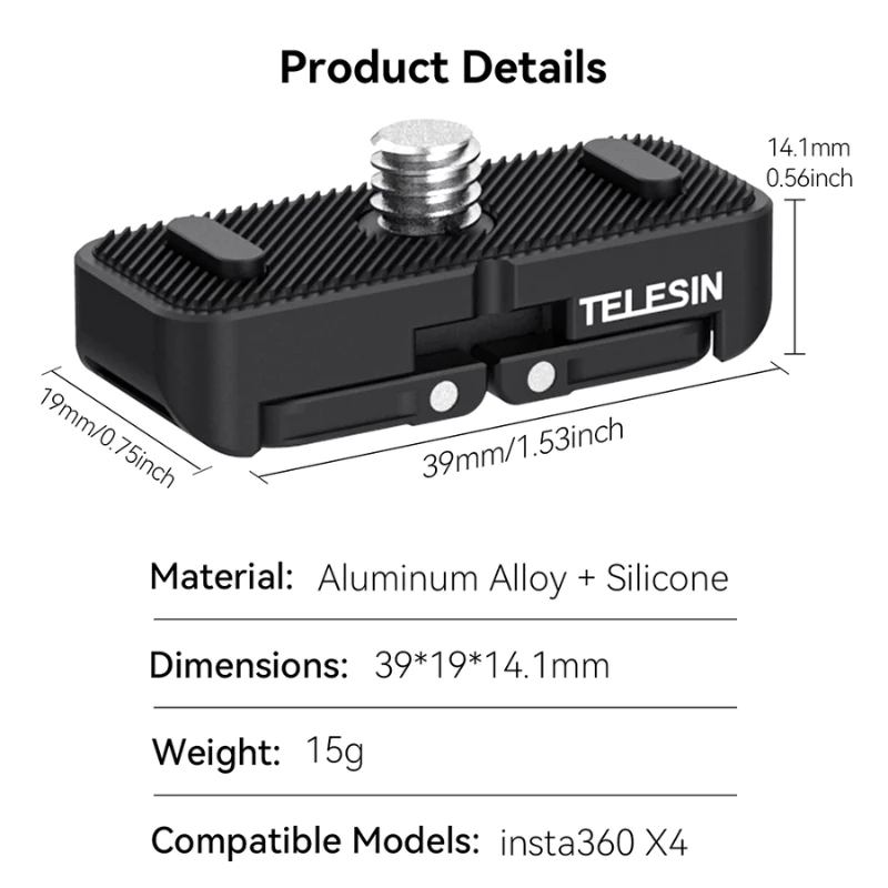 Telesin Insta360 X5 / X4 Air / X4 Dual mount adapter thumbnail 8