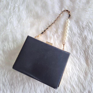 สายกระเป๋า สายหนังpu พันโซ่ 🌈โซ่เปียถัก+มุก สายถือ 32-33 cm.🌈 pu pearl strap