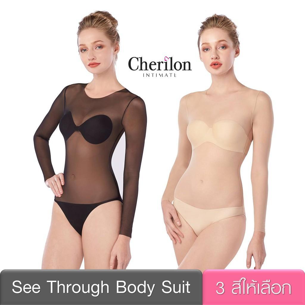 CHERILON เชอรีล่อน บอดี้สูท ซีทรู แขนยาว ผ้า Mesh กระชับ แนบผิว เบาบาง กันโป๊ ผิวสวยเนียนขึ้นทันที  NIC-BSFC08