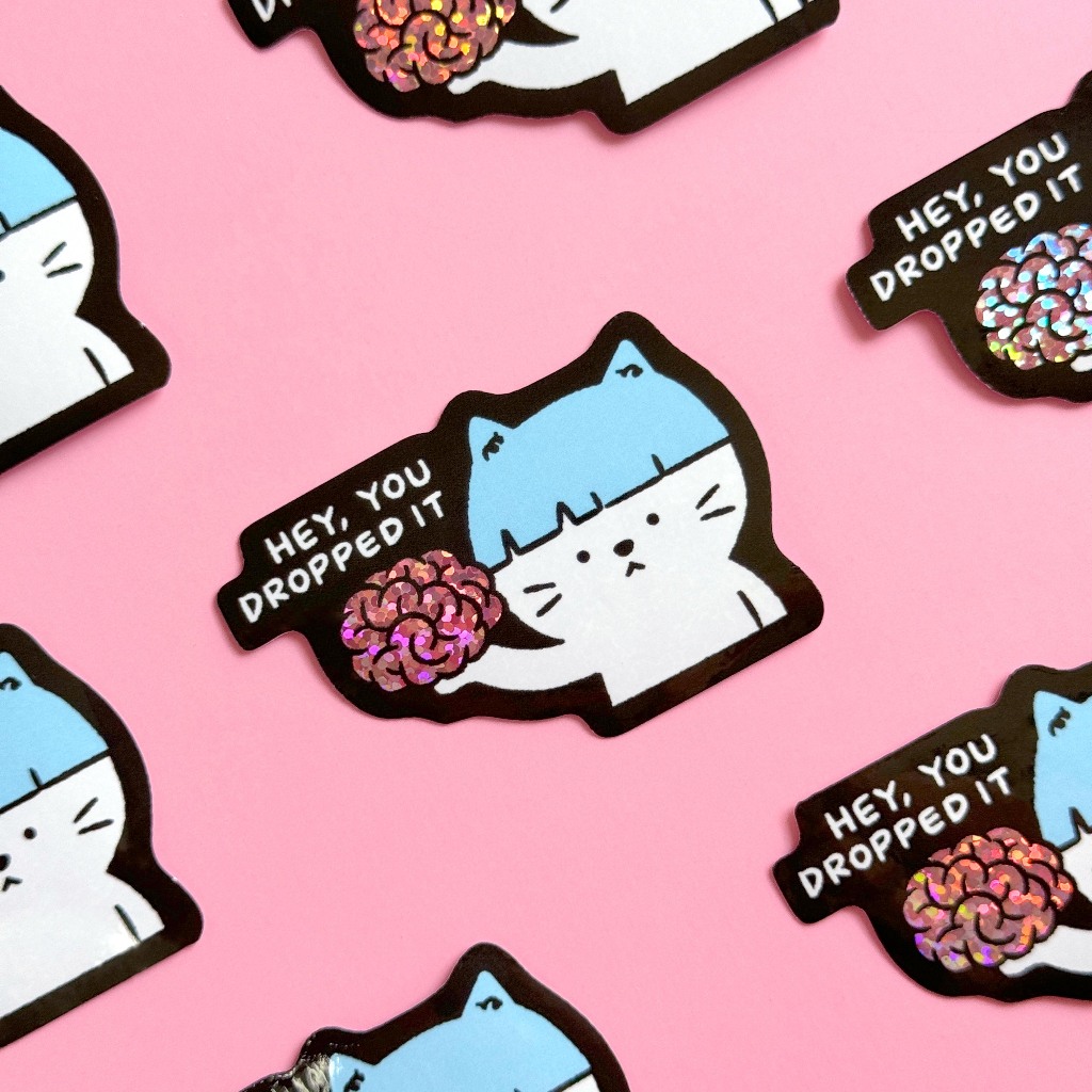 You Dropped It Cat Glitter Sticker สติกเกอร์กลิตเตอร์ ลายน้องแมวมีม | Jormation