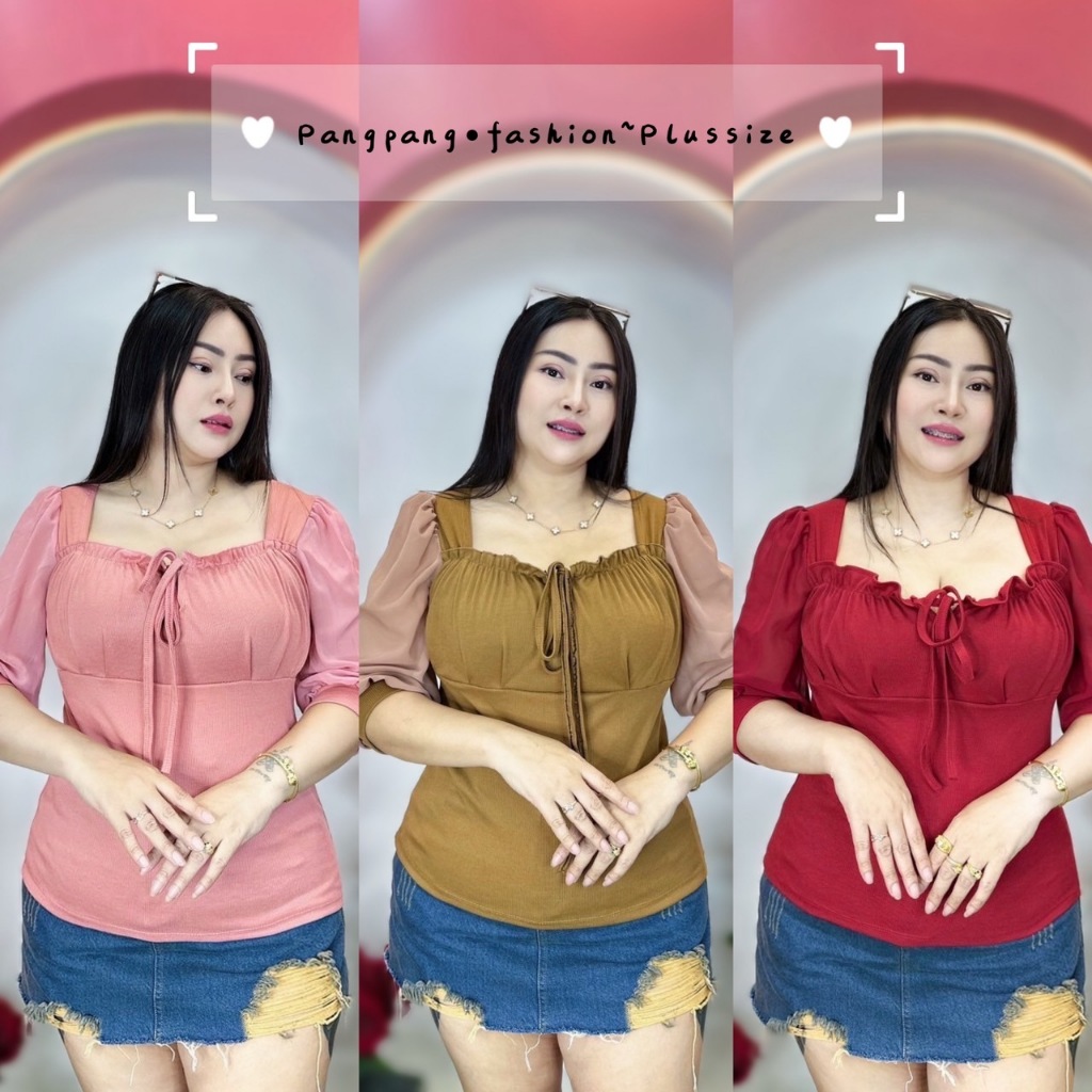 เสื้อสาวอวบ อก36-46 ยาว 24ผ้าร่อง**รุ่นจั้มอกแขนชีฟอง