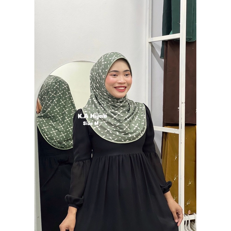 ฮิญาบสวมสำเร็จ ผ้าร่องพิมพ์ลาย ทรงหมุน ขนาดไซส์ M - รูปที่ 7