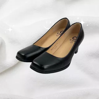 รองเท้าคัชชูหัวตัด 85-846 สีดำ พร้อมส่ง สูง 2 นิ้ว Size 36-45 ราคาถูกจากโรงงาน