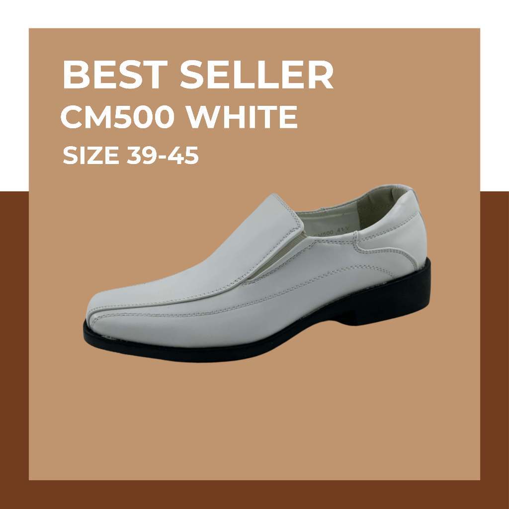 CSB รองเท้าคัชชูหนังชายสีขาว รุ่น CM500 ไซส์ 39-45#