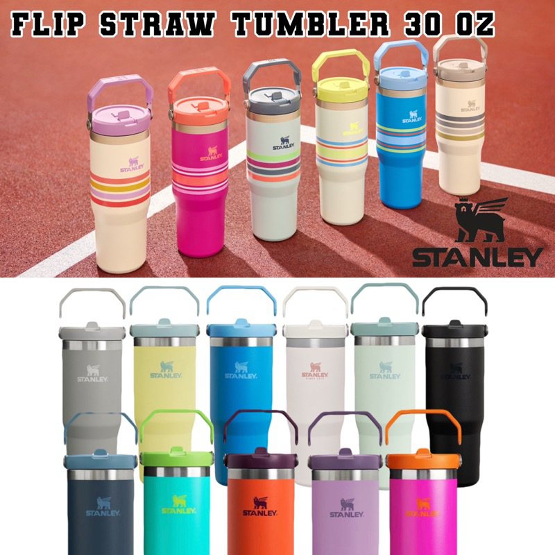สแตนลีย์ Iceflow Flip Straw Tumbler - 30OZ แก้วเก็บความเย็น ขนาด 887 มล. สีขาว, น้ำเงิน, ส้ม