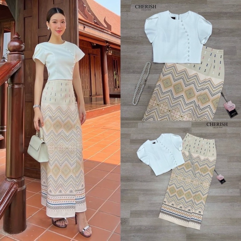 Cherish เสื้อ+ผ้าถุง พร้อมเข็มขัด ชุดไทยประยุกต์