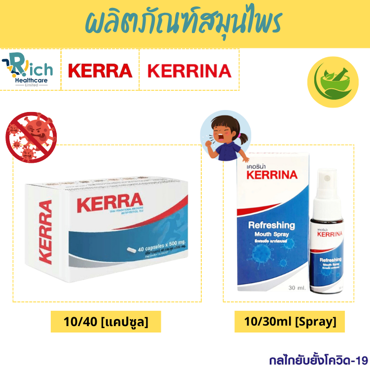 KERRA Kerrina Refreshing Spray เคอร่า ผลิตภัณฑ์สมุนไพรขายทั่วไป แคปซูล อาการไอ ลดเสมหะในลำคอ