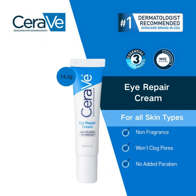 เซราวี CERAVE Eye Repair Cream 14.2g ครีมบำรุงรอบดวงตา บรรเทารอยหมองคล้ำและอาการบวม บำรุงรอบดวงตา ครีมทาใต้ตา
