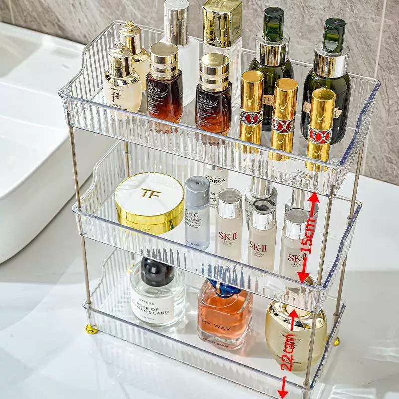 อเนกประสงค์ชั้นวางของ ชั้นเก็บของ วางเครื่องสำอาง น้ําหอม ชั้นวางของแบบใส 2ชั้น/3ชั้น แข็งแรง Cheese girl - รูปที่ 4