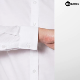 THE ROOM'S - เดอะรูม เสื้อเชิ้ต คอจีน สีขาว Oxford แขนยาว รีดง่าย ใส่สบาย