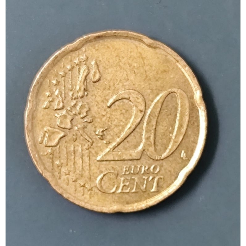 เหรียญต่างประเทศ อิตาลี Italy 20 Euro Cent ปี 2002 ผ่านการใช้งาน สภาพสวยๆ #45