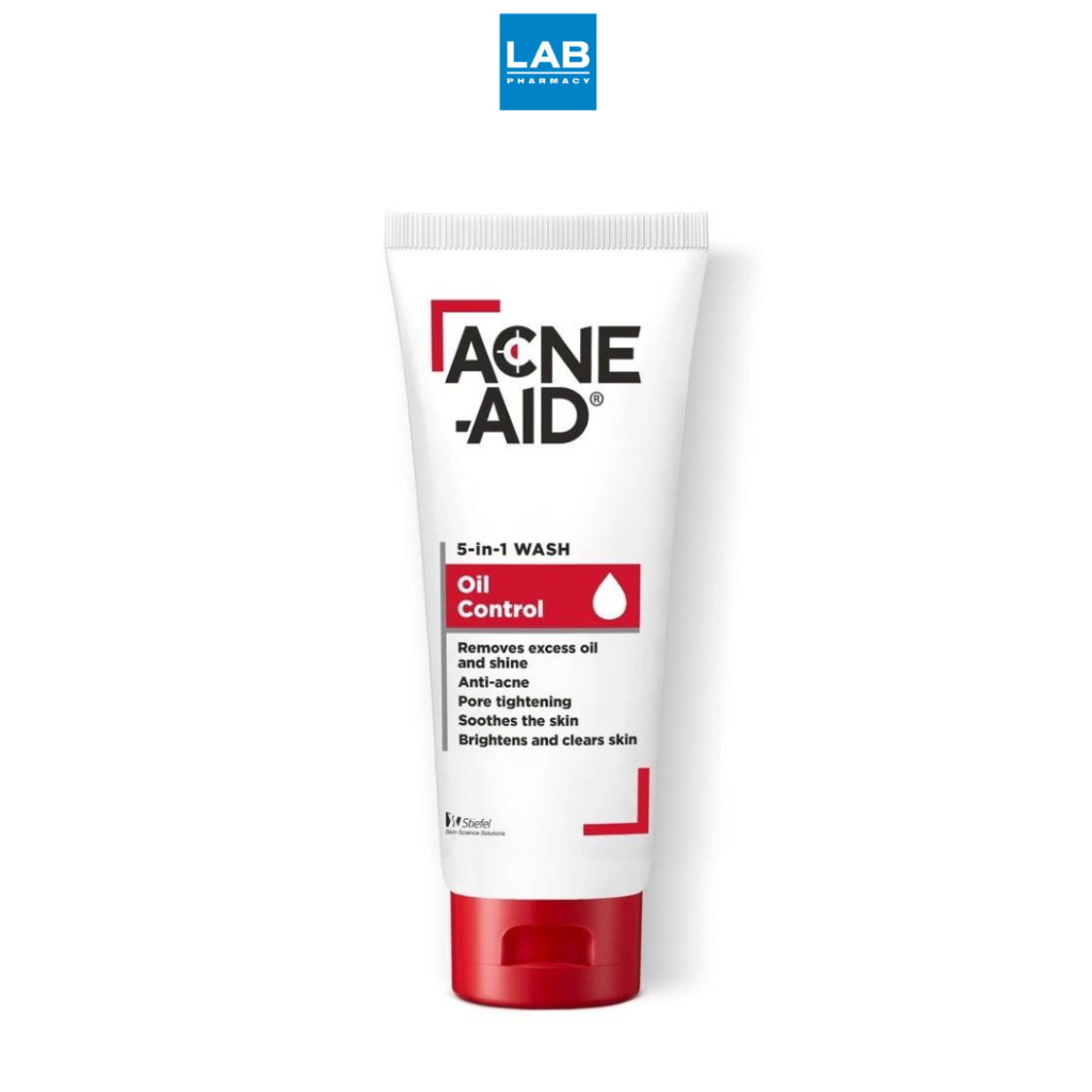 Acne-Aid 5-In-1 Wash Oil Control 100 ml แอคเน่-เอด 5-อิน-1 วอช ออยล์ คอนโทรล 100 มล เหมาะสำหรับผิวมัน และเป็นสิวง่าย