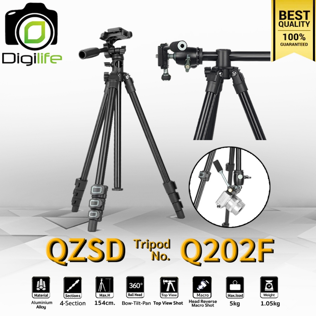 QZSD Tripod รุ่น Q202F ขาตั้ง ขาตั้งกล้อง อเนกประสงค์  กลับหัว , Top View , พาโนราม่า , ถ่ายรูป , ถ่ายวิดีโอ