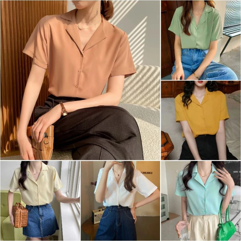 KT03เสื้อเชิ้ตแขนสั้น เสื้อเชิ้ตคอปกฮาวาย ใส่ได้ทั้งผู้หญิงผู้ชาย รอบอก 40-44นิ้ว เนื้อผ้าไหมอิตาลี รีดง่ายยับยากใส่สบาย
