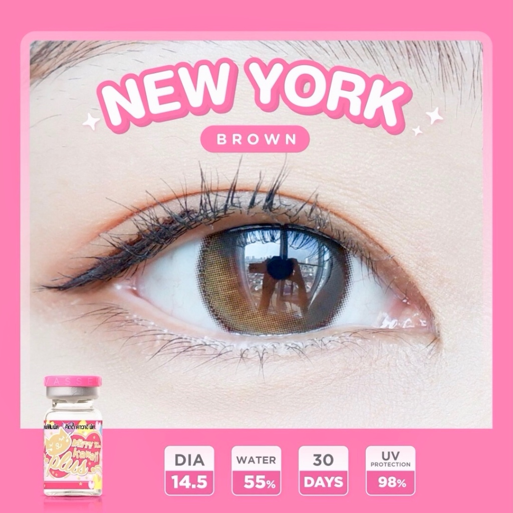 🌸 New York Gray / Brown Size M สายตาปกติ ถึง -7.50 Kitty kawaii