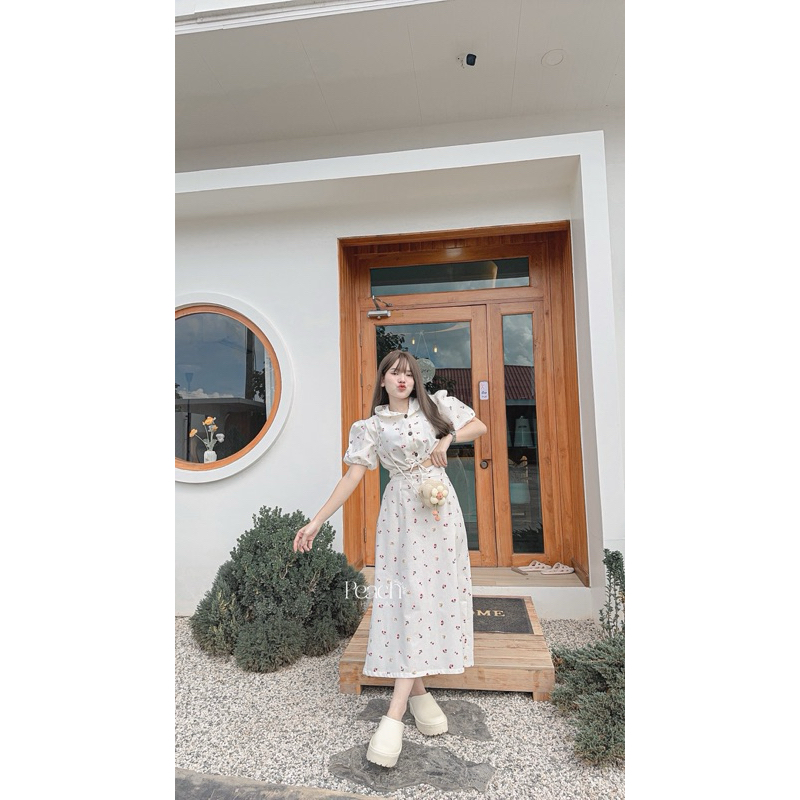 ชุดเซทฮู้ดลายดอกกระโปรง