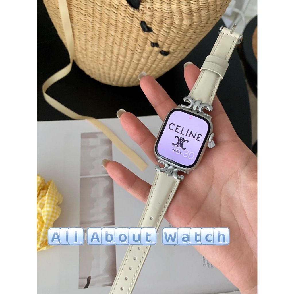 พร้อมส่ง สายหนังสไตล์ CE LINE ใช้ได้กับ Smart Watch 10 9 8 7 6 5 4 3 2 1 Se Ultra CD99 H13mini H14Ultra WatchX X69 X29