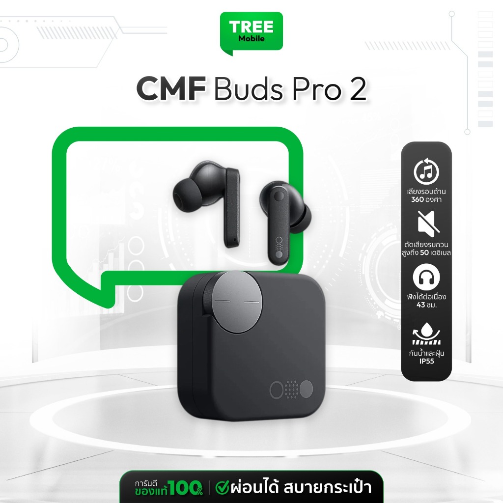 CMF by Nothing - Buds Pro 2 หูฟังไร้สาย ปรับระดับเสียงได้จากเคส กันฝุ่นกันน้ำ IP55 หูฟัง ประกันศูนย์ 1 ปี