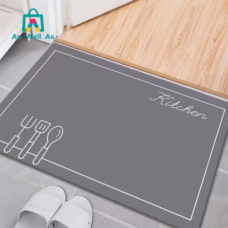 As Well As พรมเช็ดเท้า ขนาด 40*60 Cm นิ่ม ซับน้ำได้ดี แห้งเร็ว มีจุดกันลื่นด้านล่างพรม