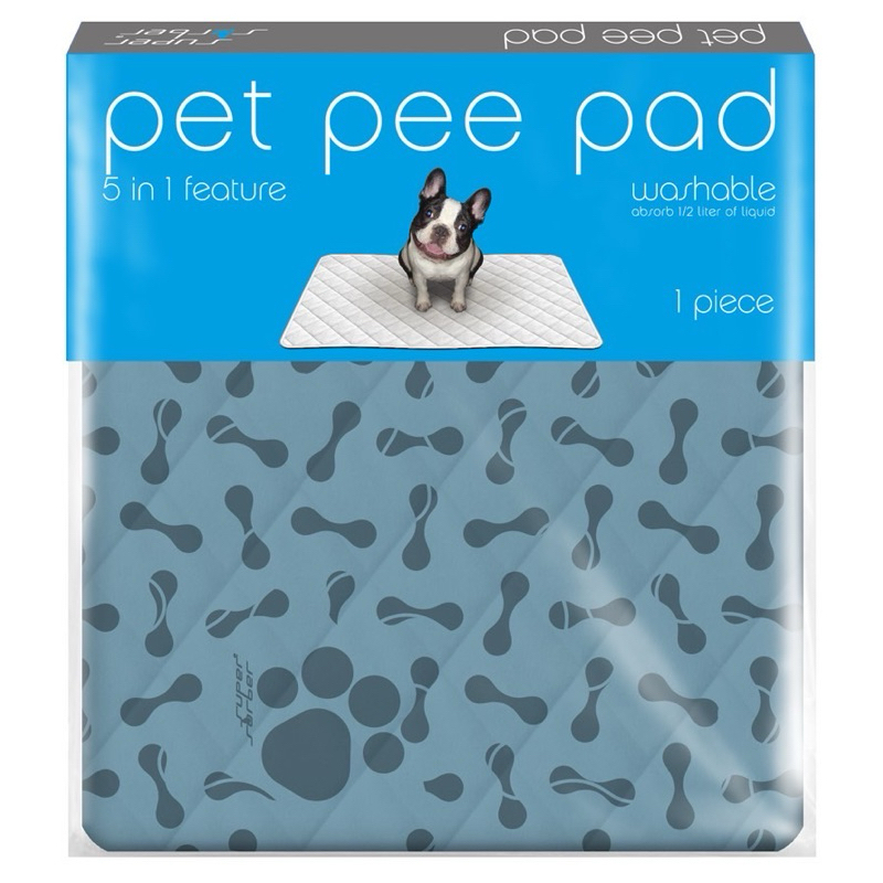 Mฟ้าแผ่นรองฉี่สัตว์เลี้ยงซักได้ PetPeePad เพ็ทพีแพดแผ่นปูรองกรง แผ่นปูรองถาดอาหาร ช่วยฝึกขับถ่าย ผ้าซับฉี่กันซึม