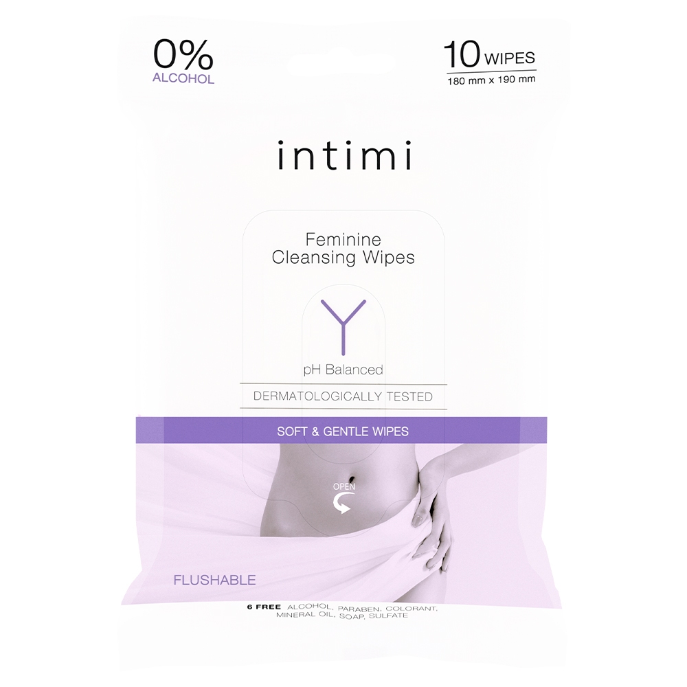 Intimi เฟมินีนคลีนซิ่งไวพส์ 10แผ่น อินทิมี่