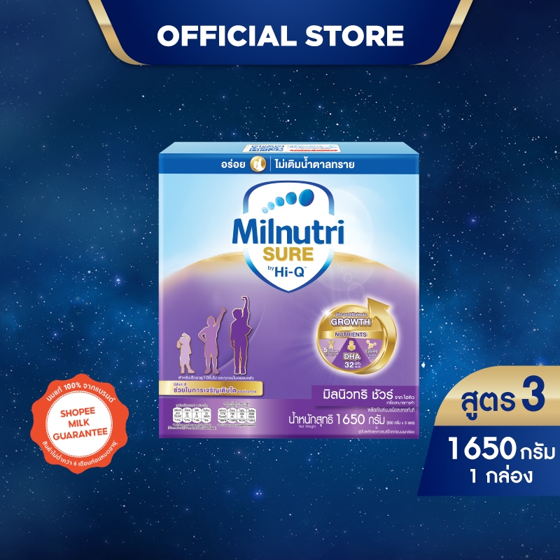 [นมผง] Milnutri Sure มิลนิวทริ ชัวร์ รสจืด 1650 กรัม Milnutri Sure