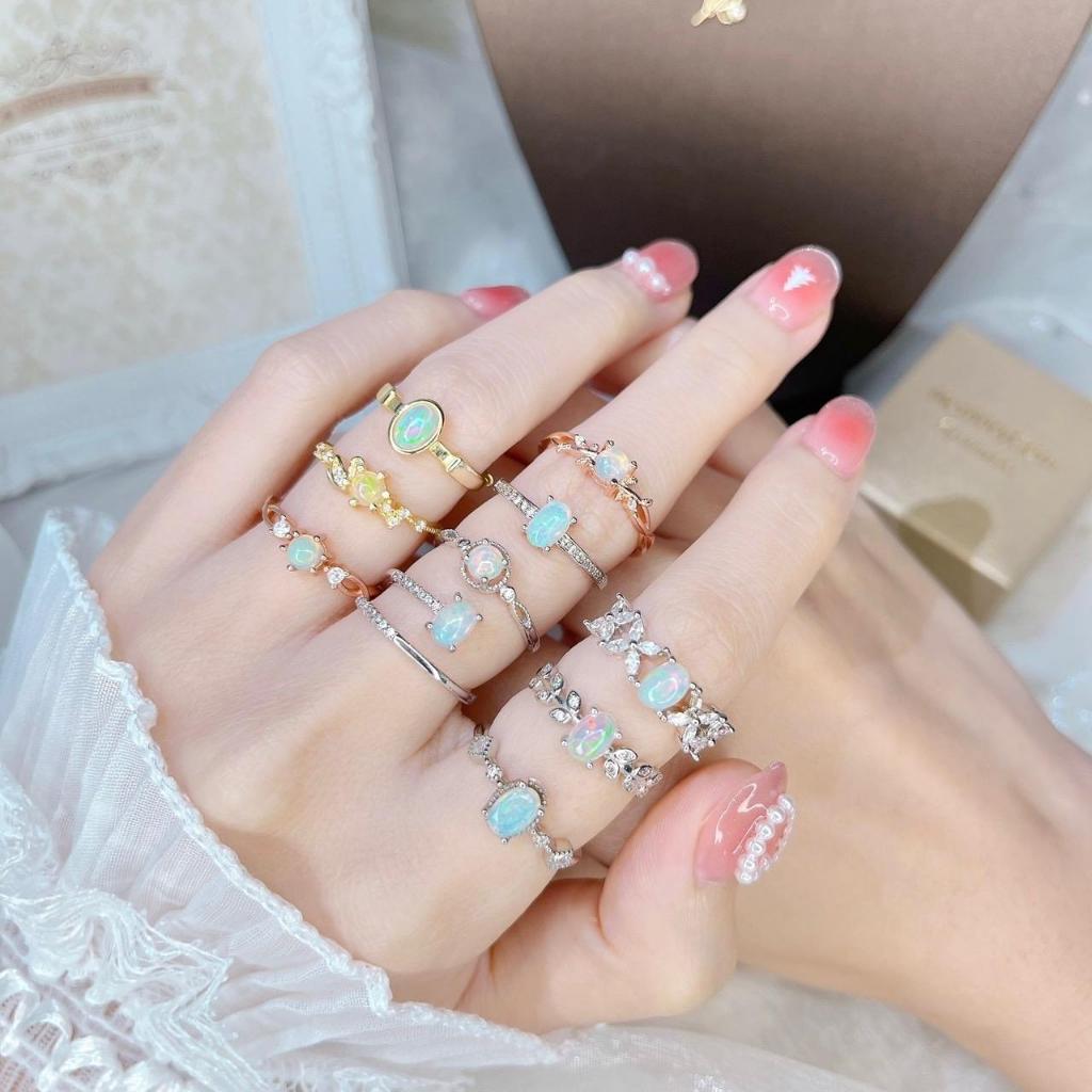 B โOปอล แหวน เงิu | ซื้อ 1 แถม 3 | แถมเครื่องประดับ แถมกล่อง แถมผ้าเช็ด[MemorygemLive]