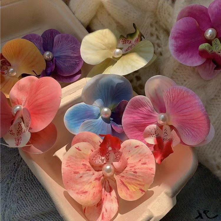 พร้อ​มส่ง กิ๊บติดผม รูปดอกกล้วยไม้ เครื่องประดับ สําหรับผู้หญิง PU เกรดพรีเมียม กิ๊บติดผมสำหรับไปชายหาด