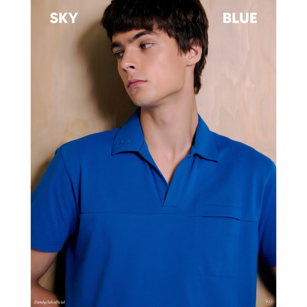 เสื้อโปโลแขนสั้น Dandy Pocket Polo Tee (Pumpkin) สีส้ม คอวี สำหรับผู้ชาย