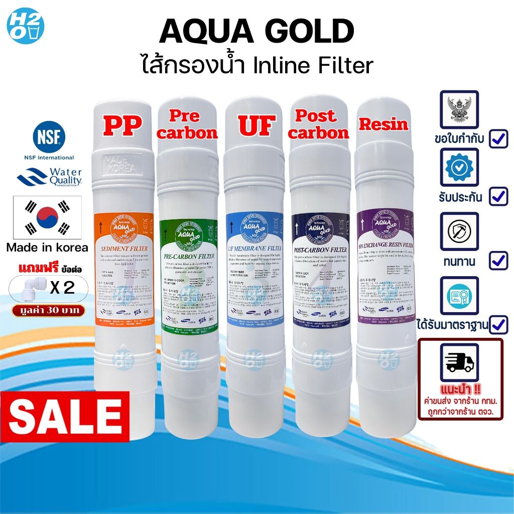 Aqua Gold ไส้กรองอินไลน์ inline I-Type ไส้กรองแคปซูล ไส้กรองตู้กดน้ำ ไส้กรอง ฟิลเตอร์กรองน้ำ
