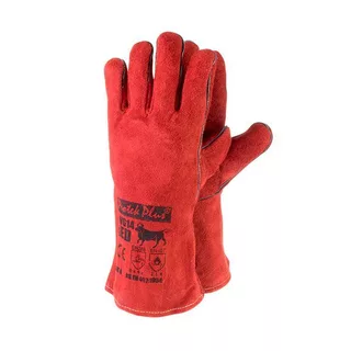 LWG14 RED ถุงมือหนังกันความร้อน ถุงมือเชื่อม ซับรอบ มีไส้ตะเข็บ ยาว 14 นิ้ว สีแดง