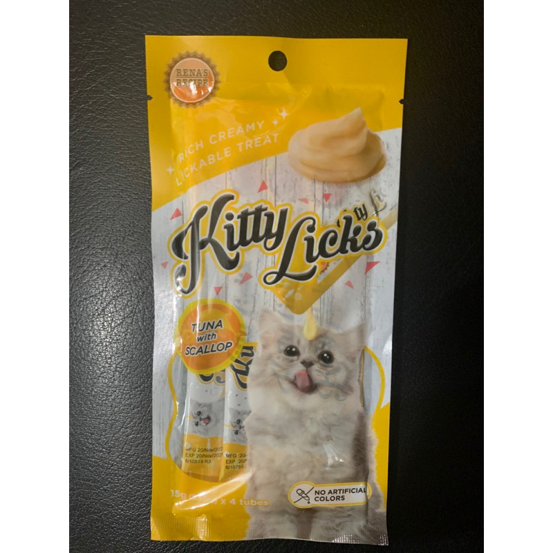 kitty Licks ขนมแมวเลียรุ่นใหม่ มรหลายรสชาติ อร่อยแล้วมีประโยชน์ 1ห่อ มี 4แท่ง